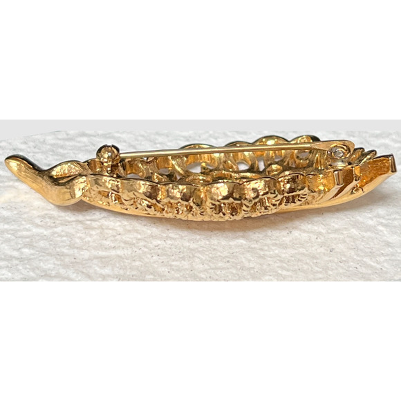 Monet Paisley Filigree Openwork Leaf and Branch Brooch Gold Tone - Picture 4 of 8